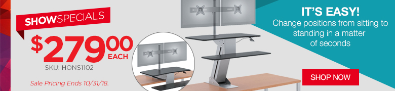 HON Sit-to-Stand with Dual Monitor Arms